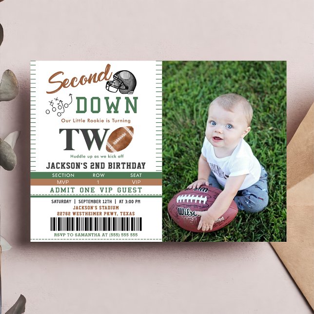 Second Down Football 2e anniversaire Invitation ph (Créateur téléchargé)