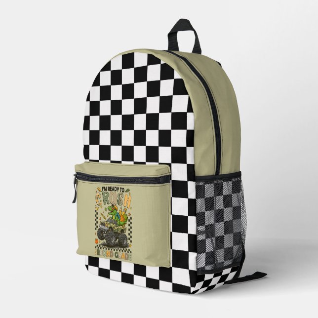 Second Grade Crusher: Monster Truck Confidence Bedruckter Rucksack (Rückseitige Ecke Rechts)