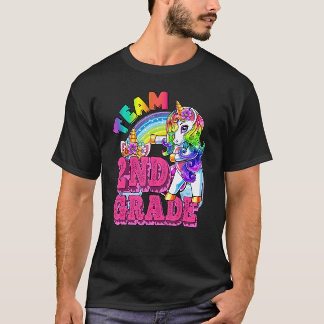 Second Grade Dabbing Unicorn Teacher Team 2nd Grad T-Shirt (Vorderseite)