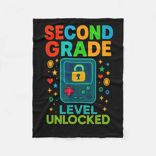 Second Grade Level Unlocked Gamer Ck To School Con Fleecedecke (Vorderseite)