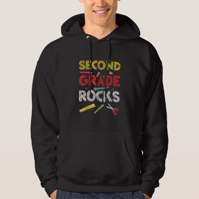 Second Grade Rocks 2nd Grade Back To School Hoodie (Vorderseite)