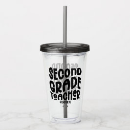 Second Grade Teacher Black Typography Design Acryltrinkbecher