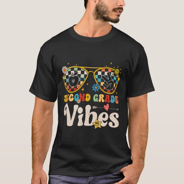 Second Grade Vibes - 2nd Grade Team Retro 1st Day  T-Shirt (Vorderseite)