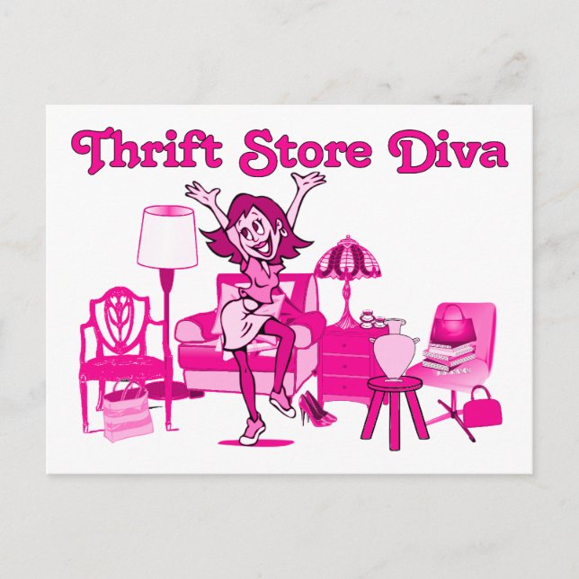 Second-Hand-Laden-Diva Postkarte (Vorderseite)