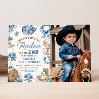 Second Rodeo Cowboy Wild West Birthday Party Einladung