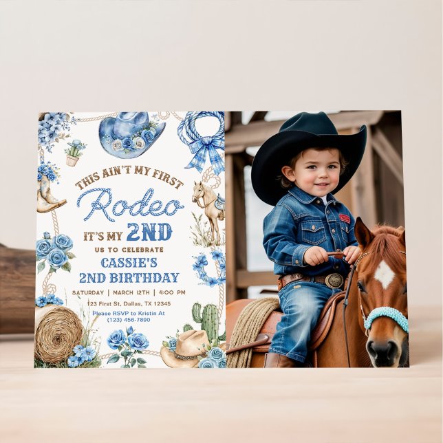 Second Rodeo Cowboy Wild West Birthday Party Einladung (Von Creator hochgeladen)