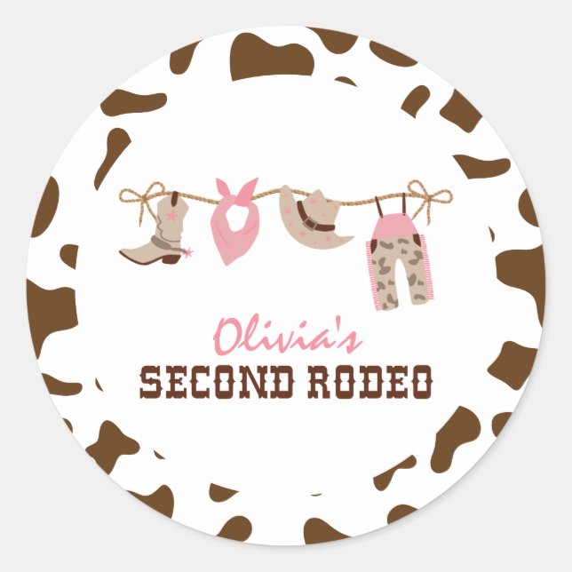 Second Rodeo Western Cowboy 2. Geburtstag Runder Aufkleber (Vorderseite)