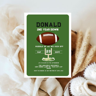 second Year Down Football sport 2nd birthday Einladung