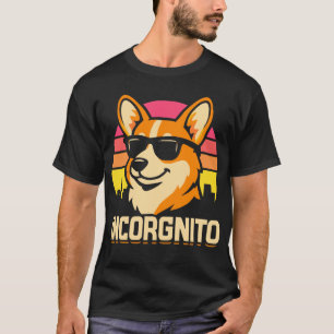Secret Agent Corgi in Shades Retro Style T-Shirt