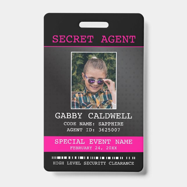 Secret Agent Spy Abzeichen Ausweis (Front)
