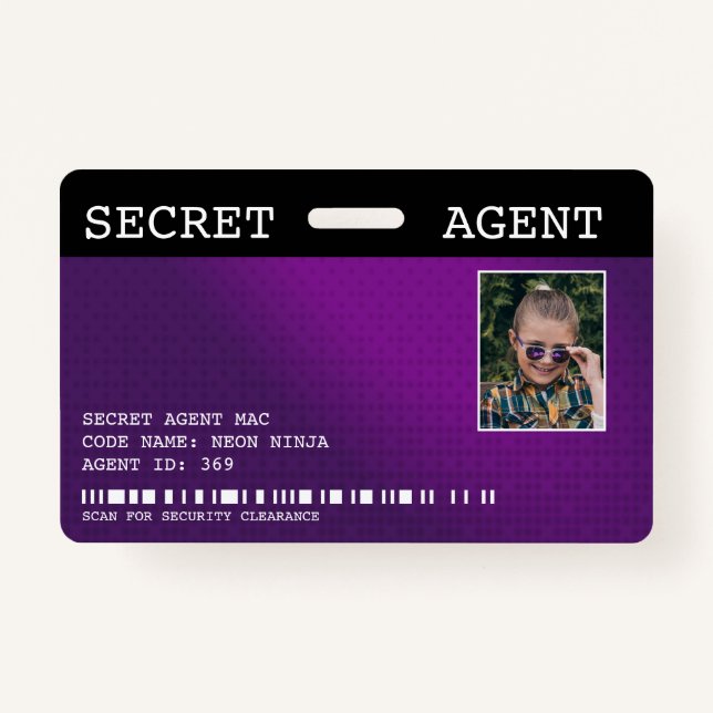 Secret Agent Spy Abzeichen - LILA Ausweis (Vorderseite)