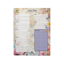 Secret Garden 7 Day Meal Planner Tränenweg Notepad