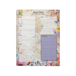 Secret Garden 7 Day Meal Planner Tränenweg Notepad Notizblock