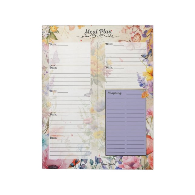 Secret Garden 7 Day Meal Planner Tränenweg Notepad Notizblock (Rotiert)