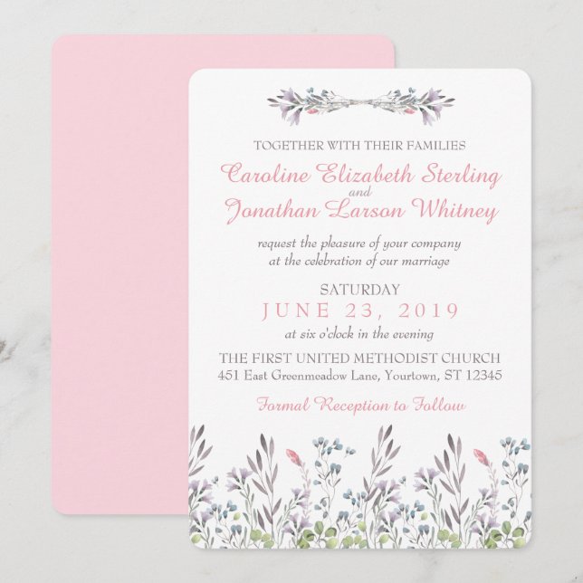 Secret Garden Aquarelle Florale Invitation (Devant / Derrière)