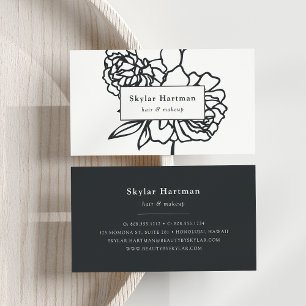 Secret Garden   Black and White Floral Visitenkarte