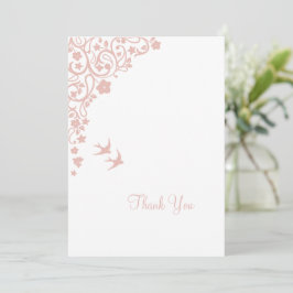 Secret Garden Blush Bloral Lovebirds Hochzeit Dankeskarte