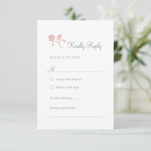 Secret Garden Blush Blumenwald Hochzeit RSVP (Stehend Vorderseite)