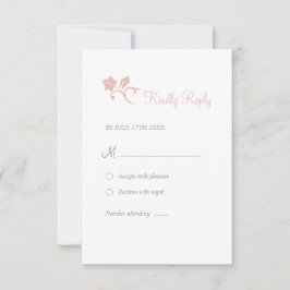 Secret Garden Blush Pink Floral Lovebirds Hochzeit RSVP Karte