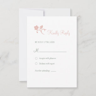 Secret Garden Blush Pink Floral Lovebirds Hochzeit RSVP Karte