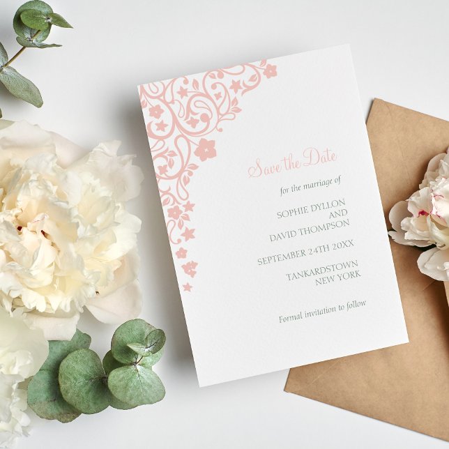 Secret Garden Blush Pink Floral Lovebirds Hochzeit Save The Date (Von Creator hochgeladen)