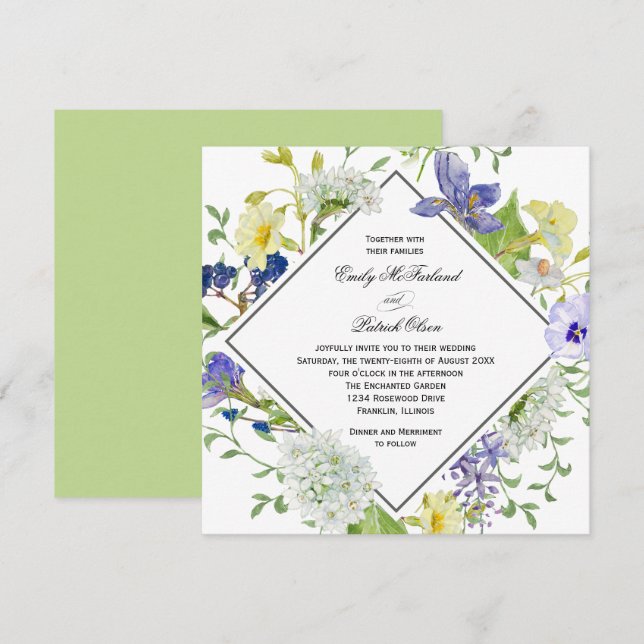 Secret Garden Boho Wildblumen Hochzeit Einladung (Vorne/Hinten)