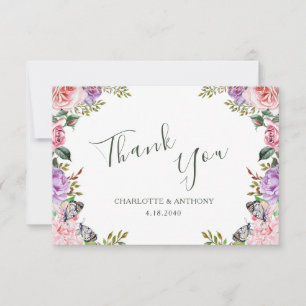 Secret Garden Butterfly BlumenWedding Dankeskarte