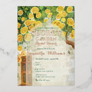 Secret Garden Enchanted Yellow Roses Brautparty Folieneinladung
