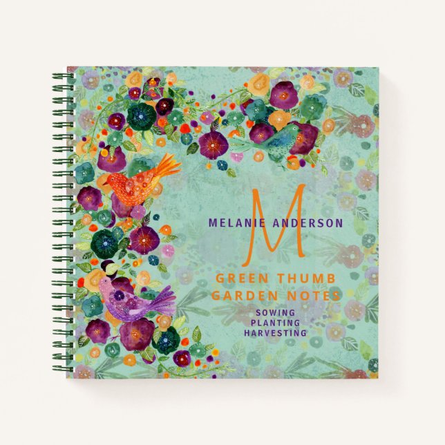 Secret Garden Floral Birds Gardeners Journal Notizbuch (Vorderseite)