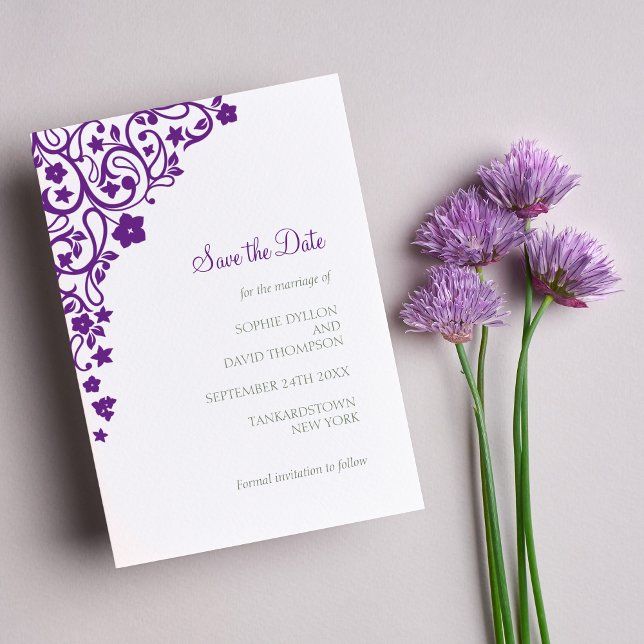 Secret Garden Lila Blumen Lovebirds Hochzeit Save The Date (Von Creator hochgeladen)