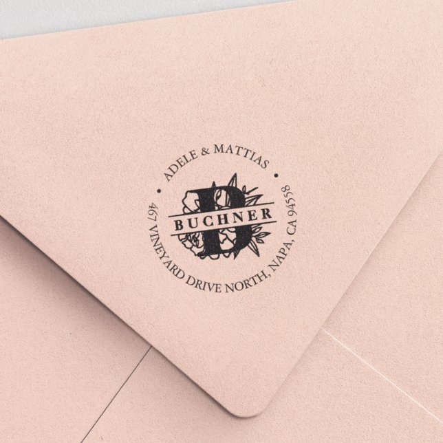 Secret Garden Monogram Rücksendeadresse Permastempel (Von Creator hochgeladen)