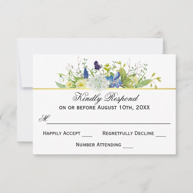 Secret Garden Rustic Wildblumen Hochzeit RSVP (Vorderseite)
