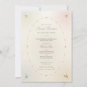 Secret Garden Tea Party Baby Shower Einladung