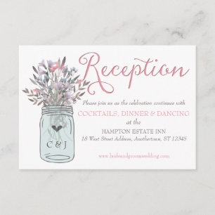 Secret Garden Watercolor Mason Jar Empfang Card Begleitkarte