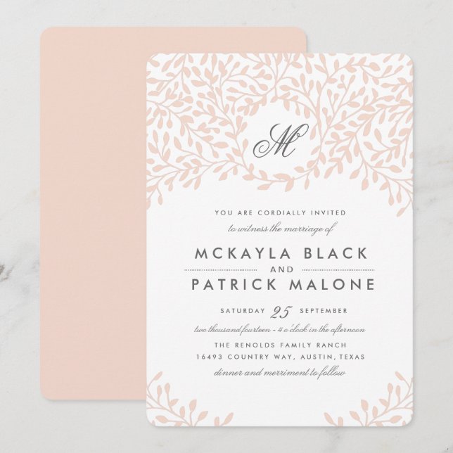 Secret Garden Wedding Invite - Blush Einladung (Vorne/Hinten)