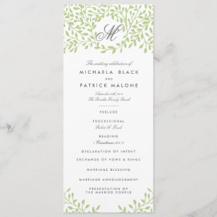 Secret Garden Wedding Programmes - Vert