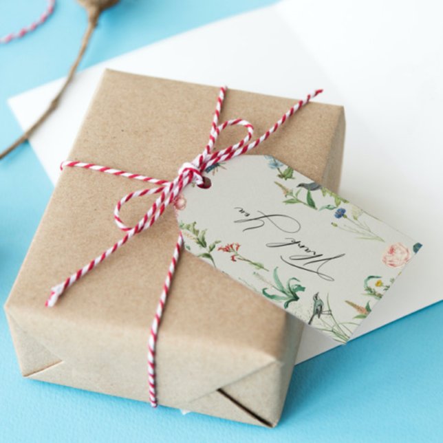 Secret Garden Wildblumen Rahmen Danke Karte Geschenkanhänger (Von Creator hochgeladen)