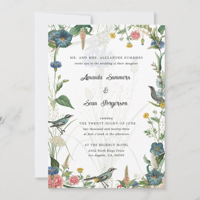 Secret Garden Wildflowers Wedding Invitation (Devant)
