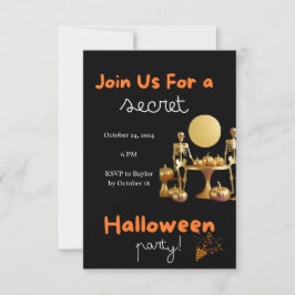 Secret Halloween Adult Party Einladung - Gold