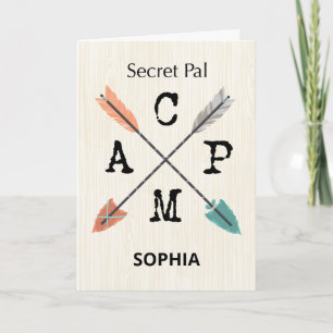 Secret Pal Camp personalialize Name Arrows Karte