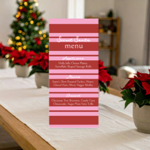 Secret Santa Cabana Pink und roter Streifen Preppy Menükarte