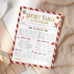 Secret Santa Christmas Geschenk-Austausch Fragebog<br><div class="desc">Mit diesem Secret Santa Questionnaire können Sie Geschenke leicht machen! Entdecken Sie perfekte Geschenkideen und sorgen Sie für Spaß beim Urlaubstauschen.</div>