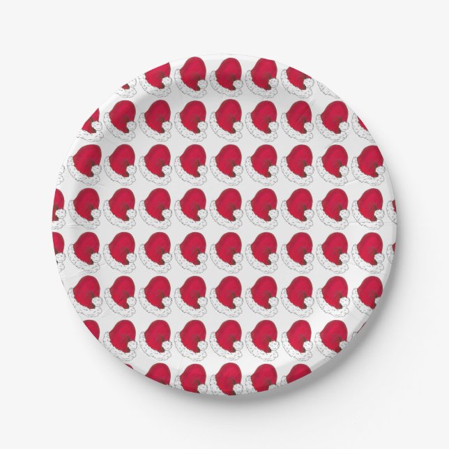 Secret Santa Claus Vater Weihnachts Red Hat Pappteller (Vorderseite)