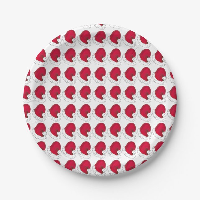 Secret Santa Claus Vater Weihnachts Red Hat Pappteller (Vorderseite)