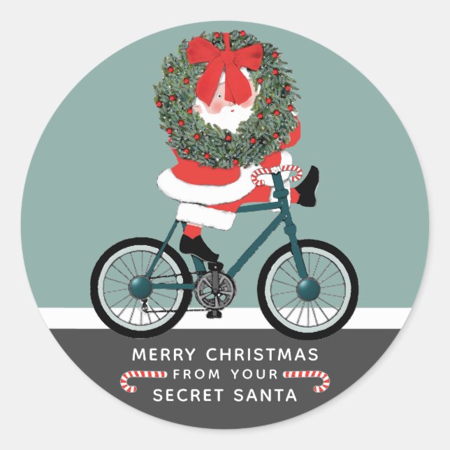 Secret Santa Gift Tag Classic Round Aufkleber (Vorderseite)