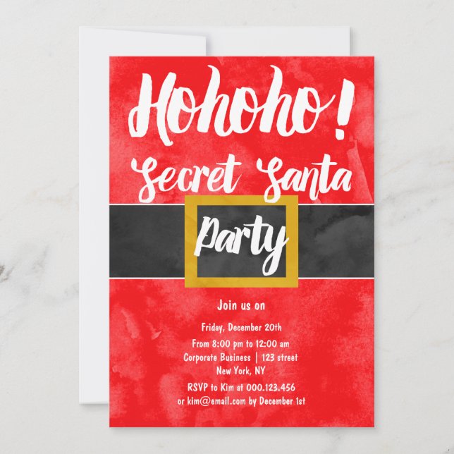 Secret Santa ho ho ho wie Unternehmen Weihnachten  Einladung (Vorderseite)