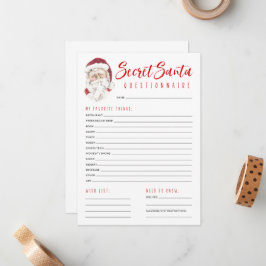 Secret Santa Questionnaire Gift Exchange Party Mitteilungskarte