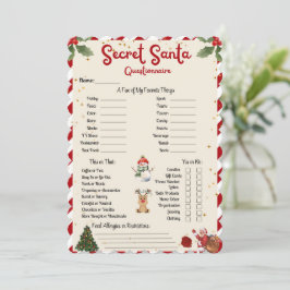 Secret Santa Questionnaire Holiday Geschenk Weihna Einladung