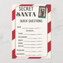 Secret Santa Questionnaire Karten