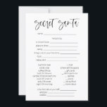 Secret Santa Questionnaire Weihnachtsspiele Spaß Einladung<br><div class="desc">Dieses moderne,  minimale Geheimspiel in Santa bietet einen schönen Kalligraphie-Schriftart   einen einfachen Serif-Schriftart. Editieren Sie alle Formulierungen,  damit dieses moderne Urlaubsspiel zu Ihrem Event passt   Stil!</div>